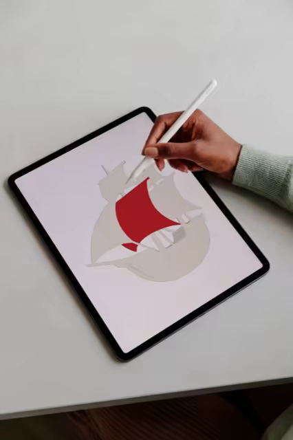 Tablet and Stylus Mockup on a White Desk