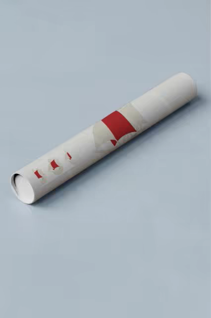 White Mailing Tube Mockup on Cool Blue Gray