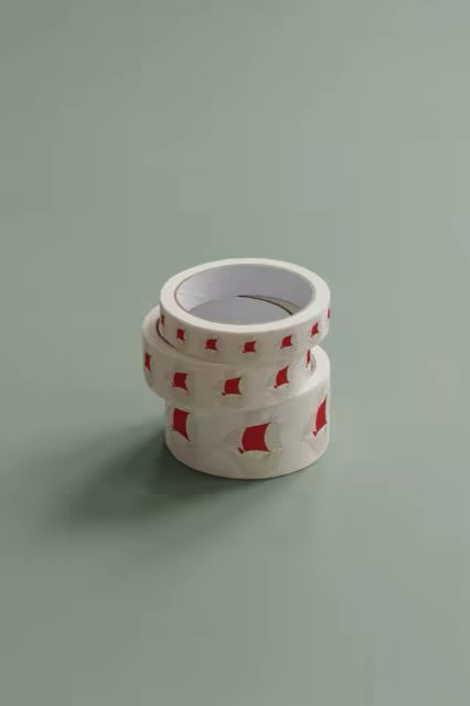 Packing Tape Rolls Mockup on a Sage Green Table