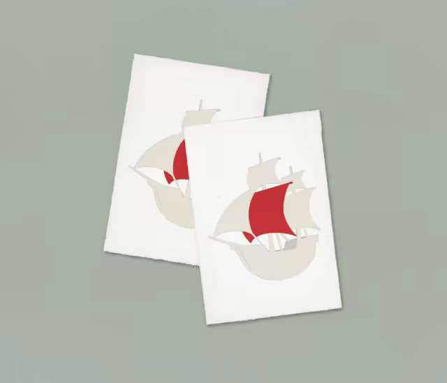Greeting Card Mockup Pair on Sage Green Paper