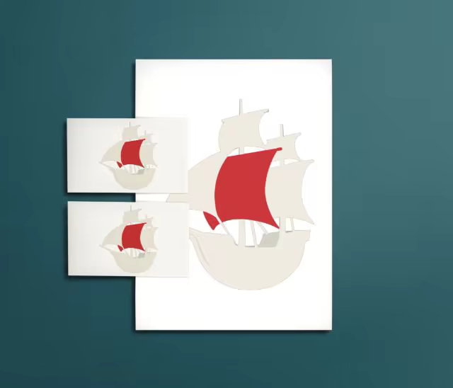 Letterhead and Card Mockup Pinned to a Teal Wall