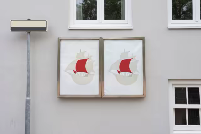 Twin Framed Poster Mockup on a Gray House Facade
