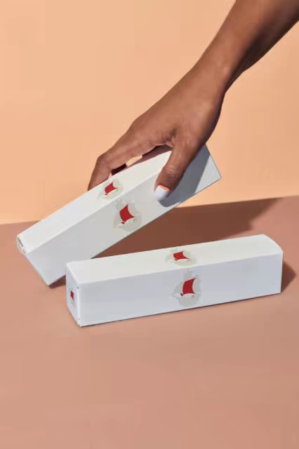Slim Product Box Mockup in Peach Studio Light