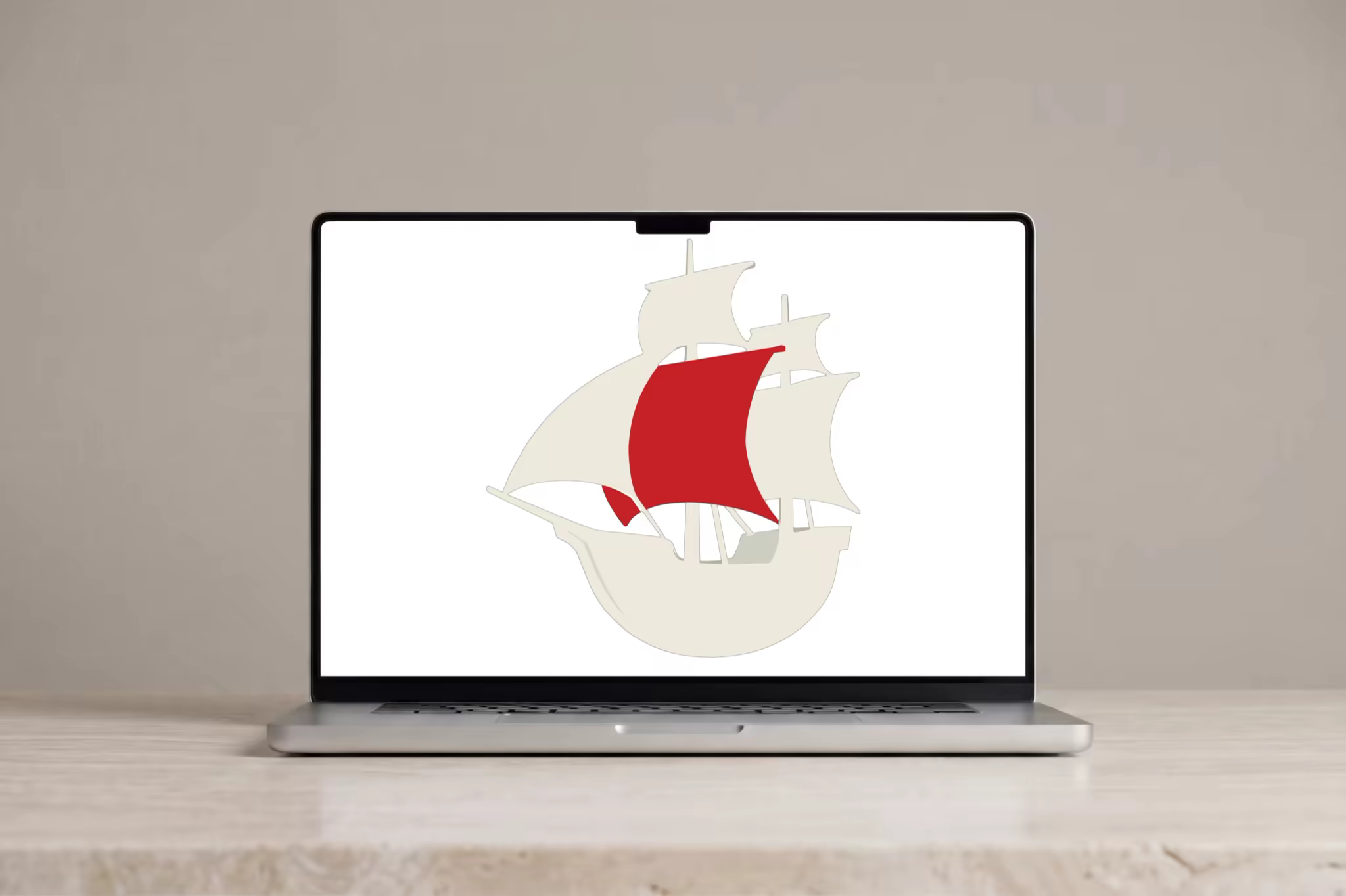 Laptop Screen Mockup on a Pale Stone Desk