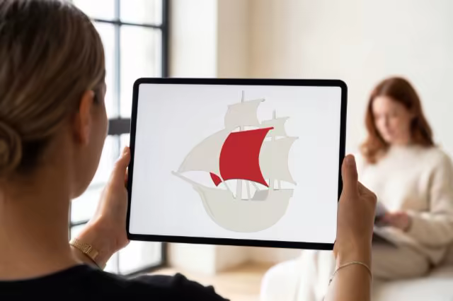 Tablet Screen Mockup in a Bright White Loft