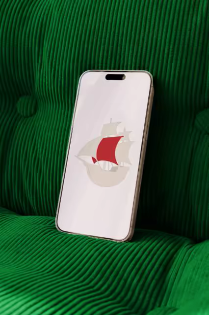 Phone Mockup on an Emerald Corduroy Sofa Seat