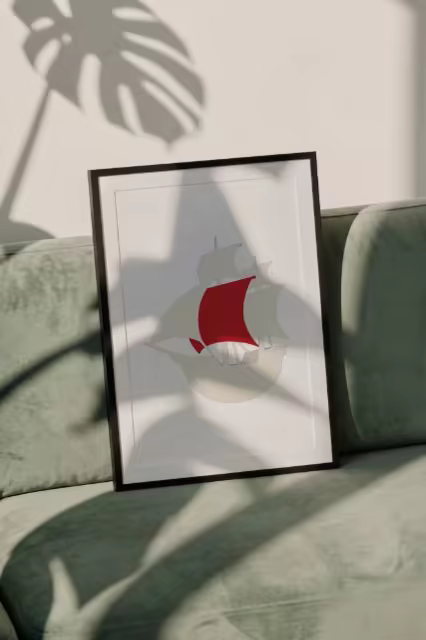 Framed Poster Mockup on a Sage Velvet Sofa