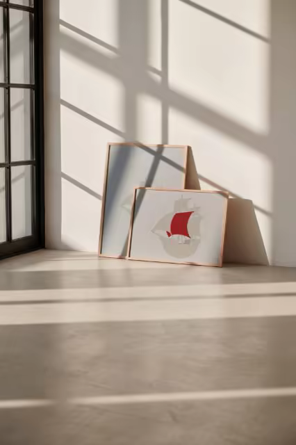Leaning Poster Frames Mockup in Window Light