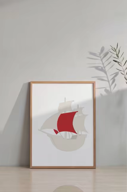 Wooden Frame Poster Mockup With Olive Shadows