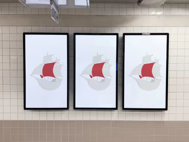 Subway Digital Poster Mockup on White Tiles