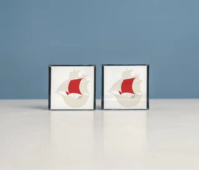 Card Box Mockup Duo Against a Slate Blue Wall