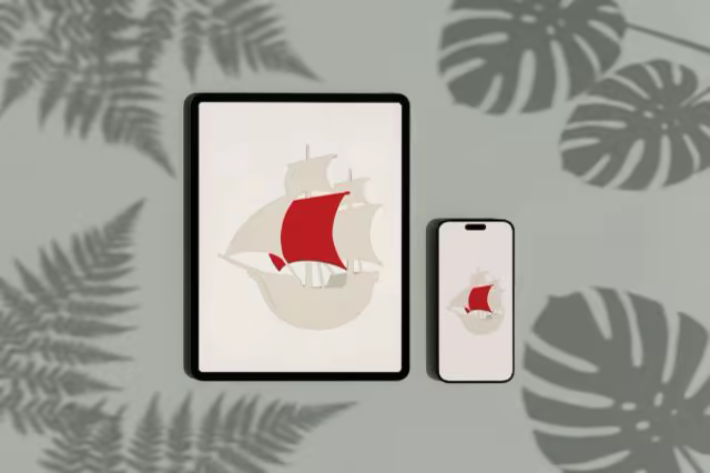 Tablet and Phone Mockup Under Fern Shadows