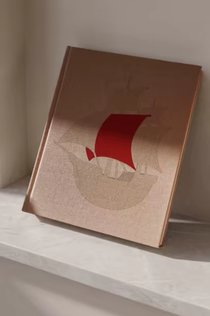 Fabric Bound Book Mockup on a Marble Ledge