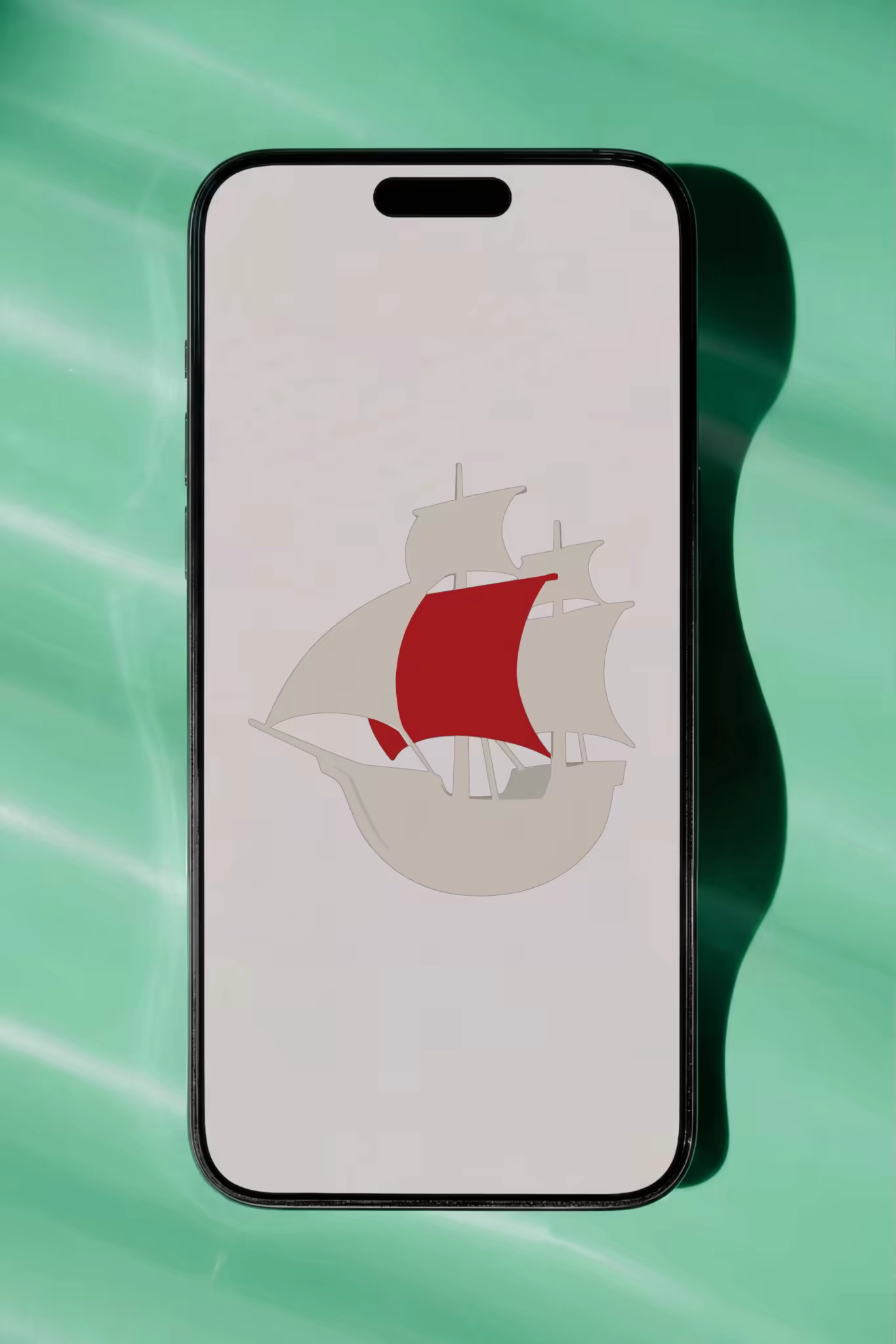 Phone Mockup on Rippled Mint Green Waves