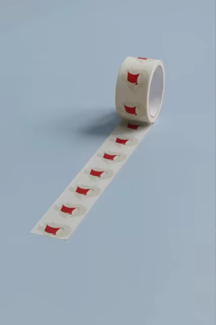Unrolled Packing Tape Mockup on Pale Blue