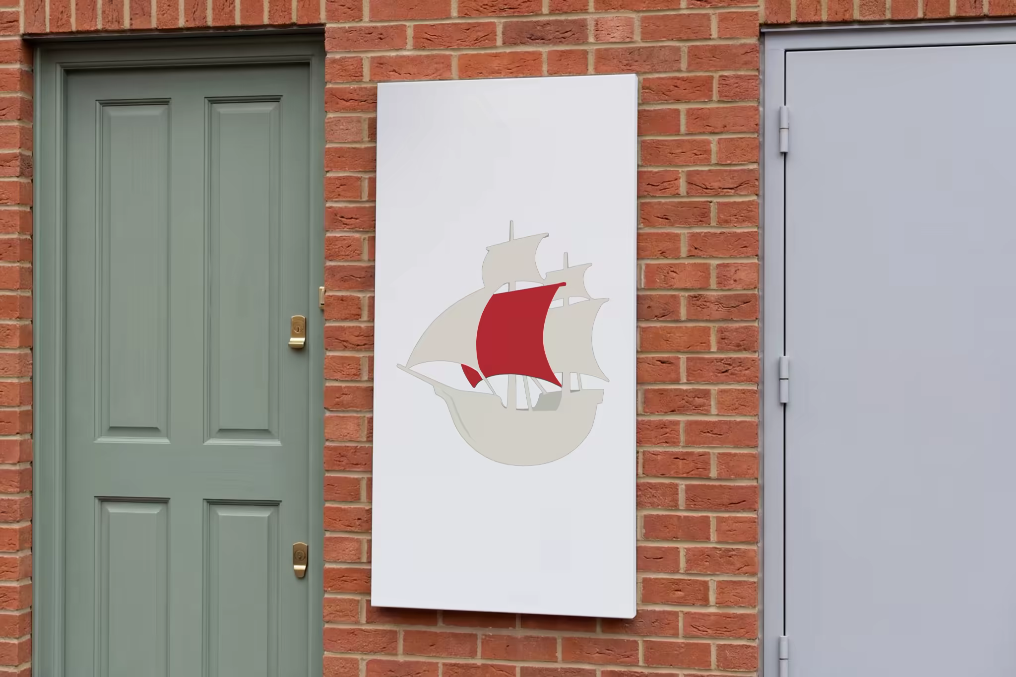 Canvas Panel Mockup on a Red Brick House Wall