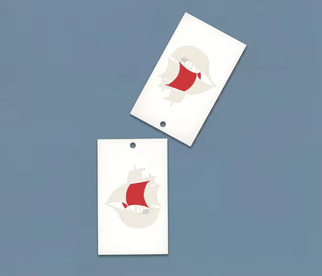 Paper Hang Tag Mockup Pair on Slate Blue