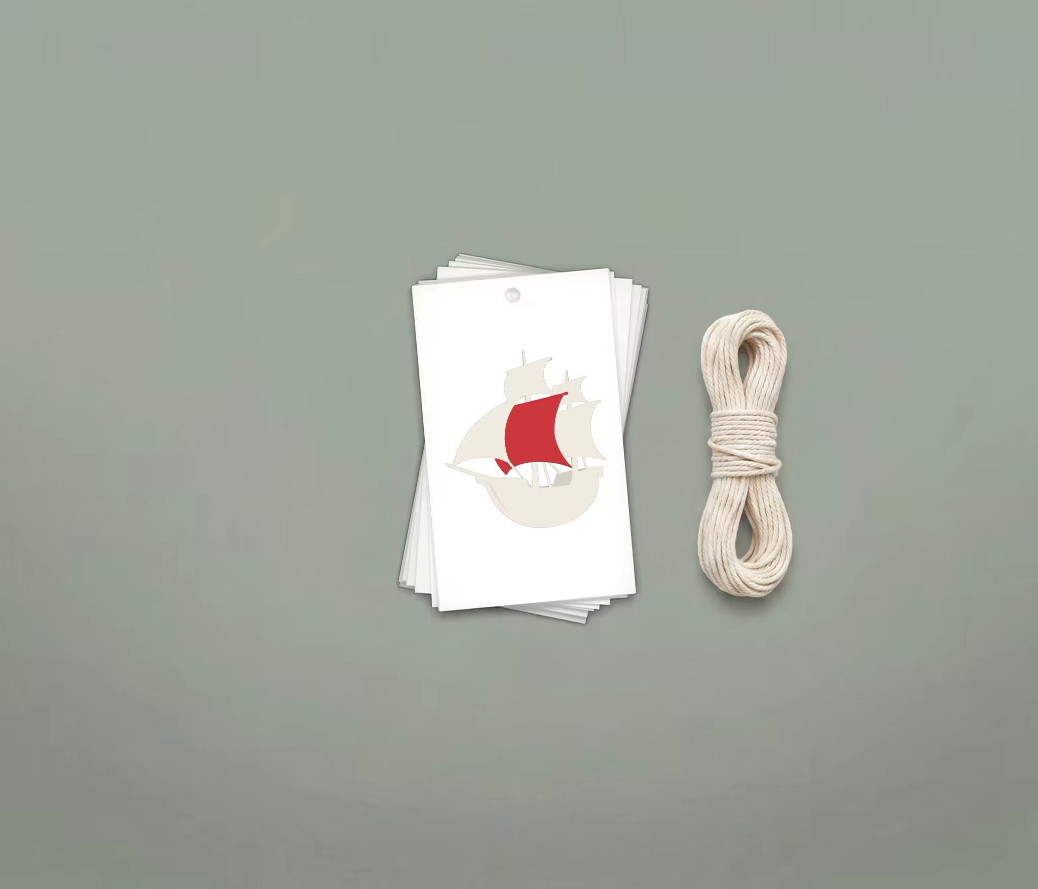 Hang Tag Stack Mockup With Cotton Twine Skein