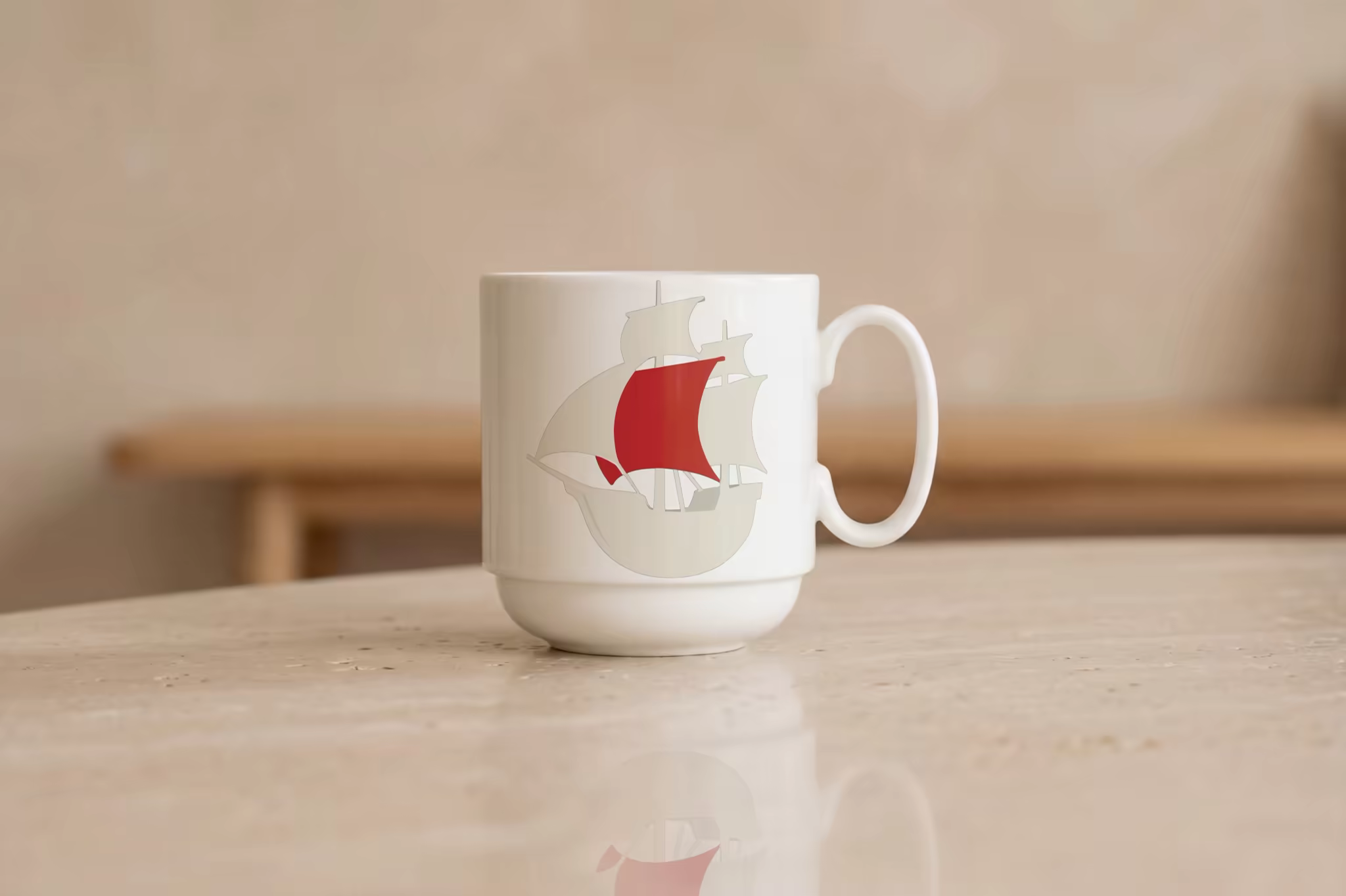 Ceramic Mug Mockup on a Polished Stone Table