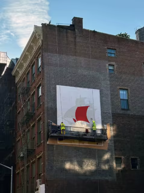 Painted Wall Mural Mockup on a Brick Building