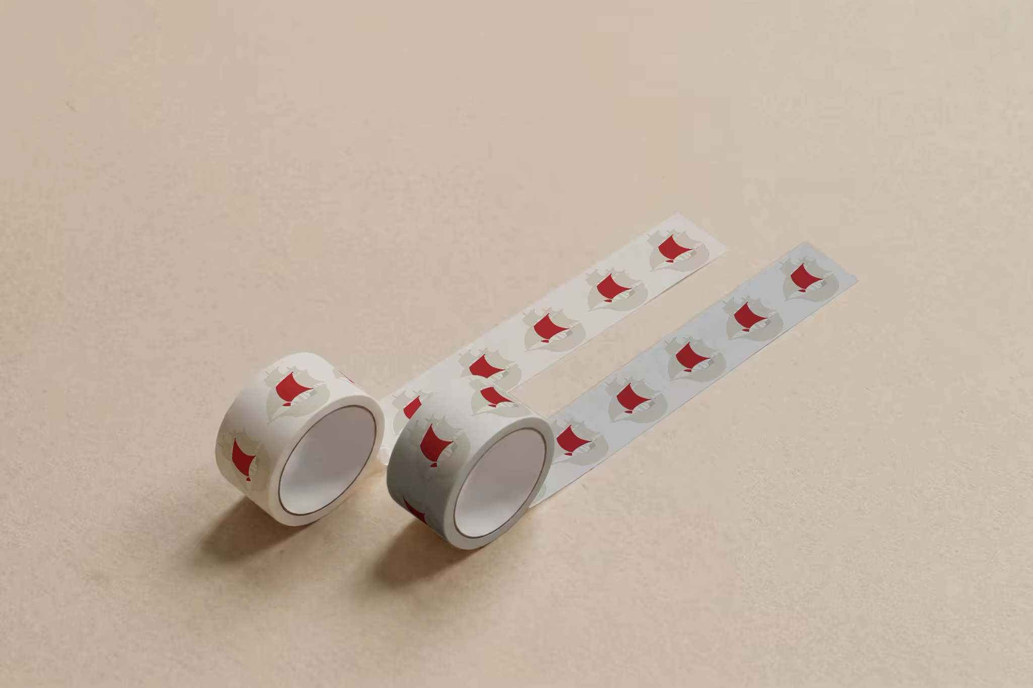Packing Tape Roll Mockup Unrolled on Cream