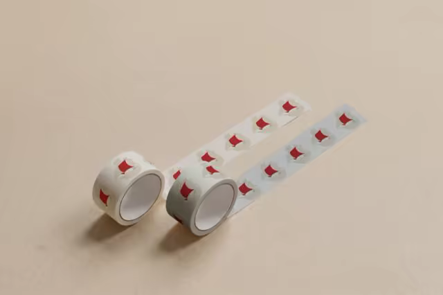 Packing Tape Roll Mockup Unrolled on Cream