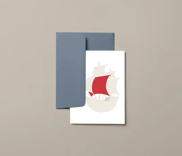 Greeting Card Mockup on a Slate Blue Envelope