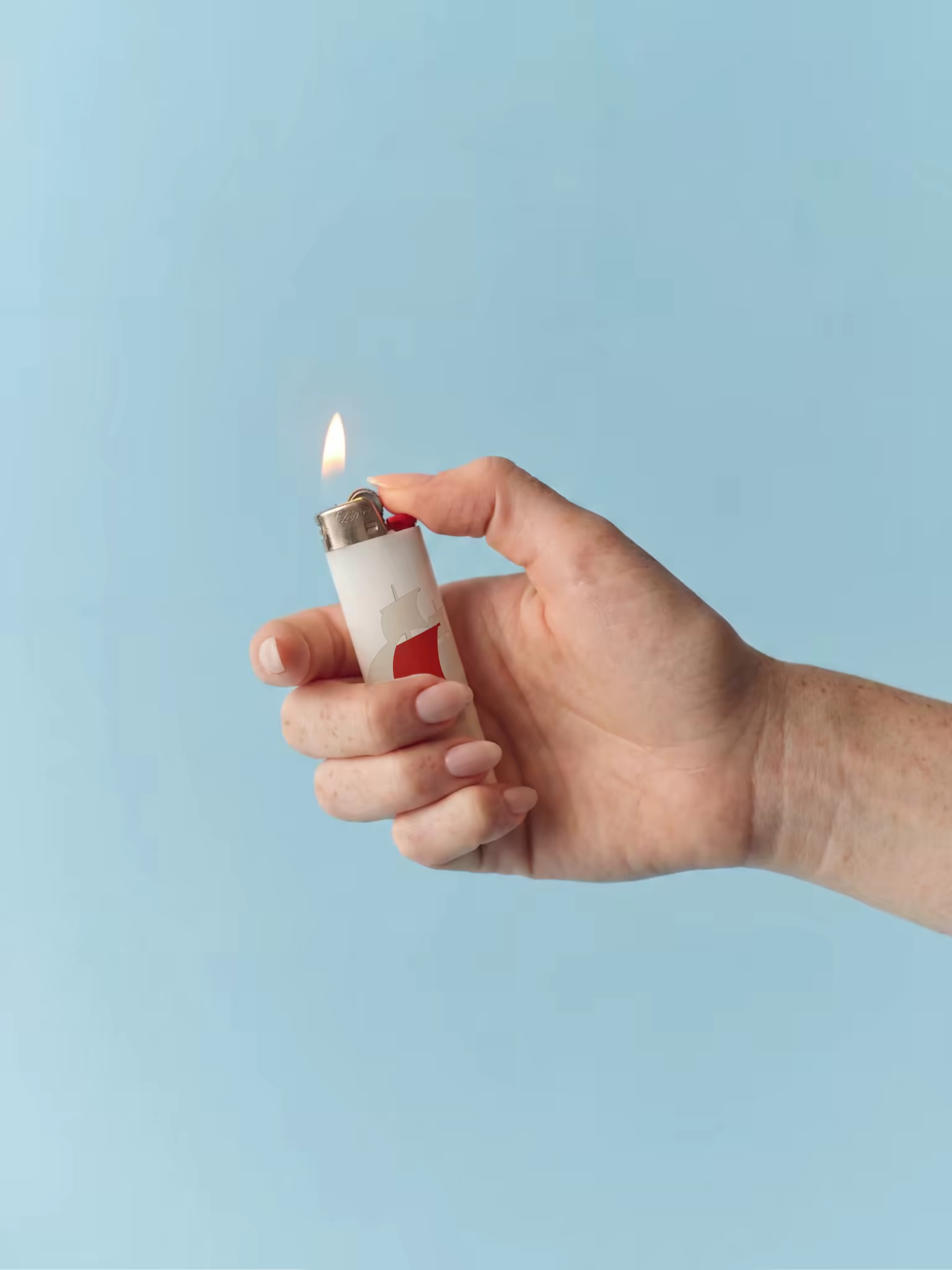 Disposable Lighter Mockup Lit in Hand