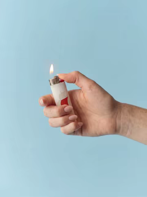 Disposable Lighter Mockup Lit in Hand