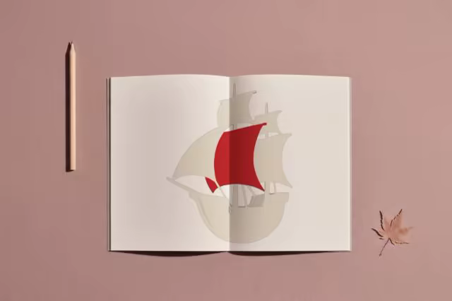 Open Book Mockup With a Pencil and Maple Leaf