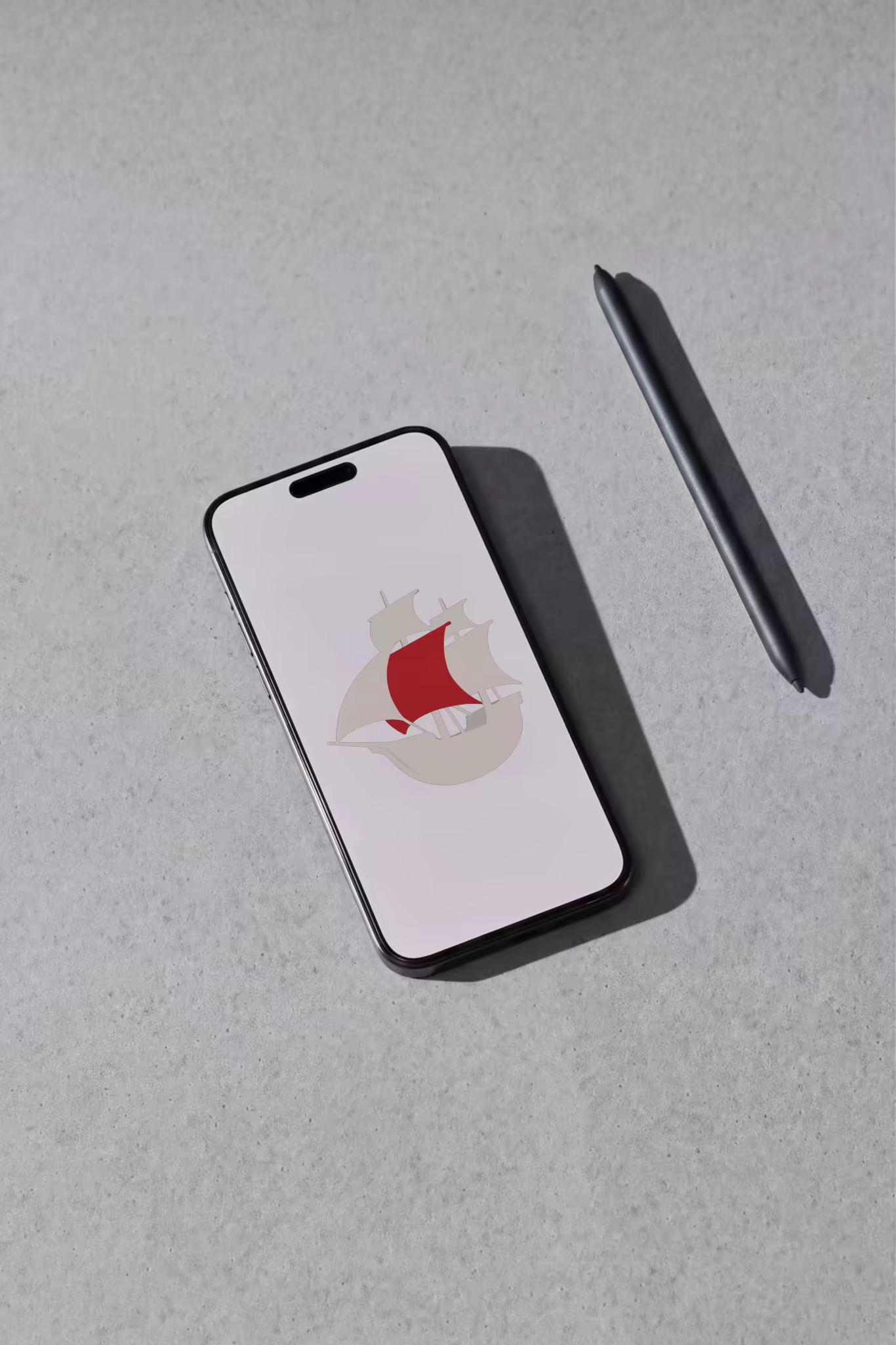 Phone and Stylus Mockup on Gray Concrete