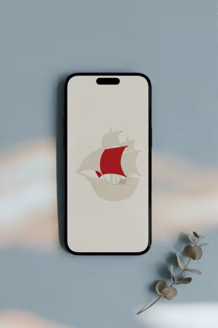 Phone Mockup With Eucalyptus on Dusty Blue