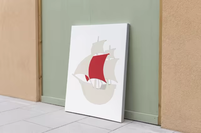 Canvas Print Mockup on a Sage Green Door