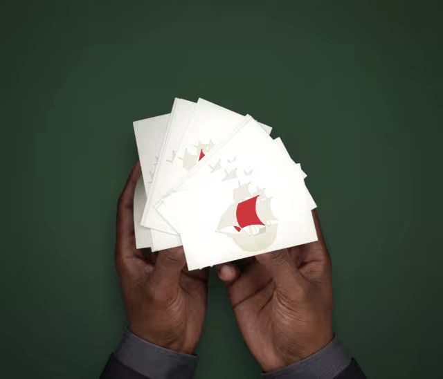 Business Card Mockup Fanned in Two Hands
