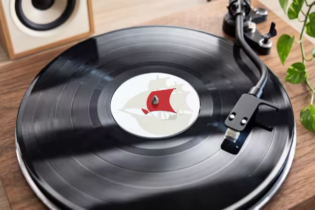 Vinyl Record Mockup Spinning on a Turntable