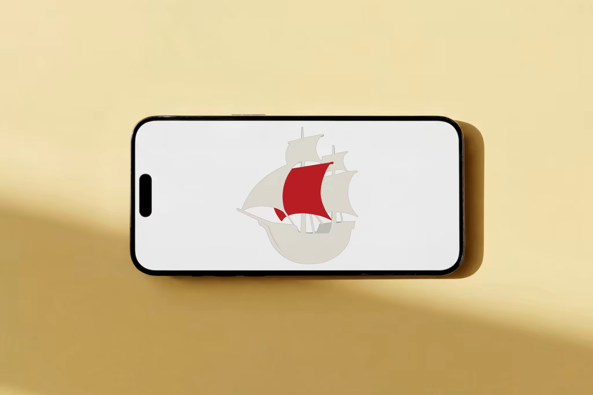Landscape Phone Mockup on a Butter Yellow Wall