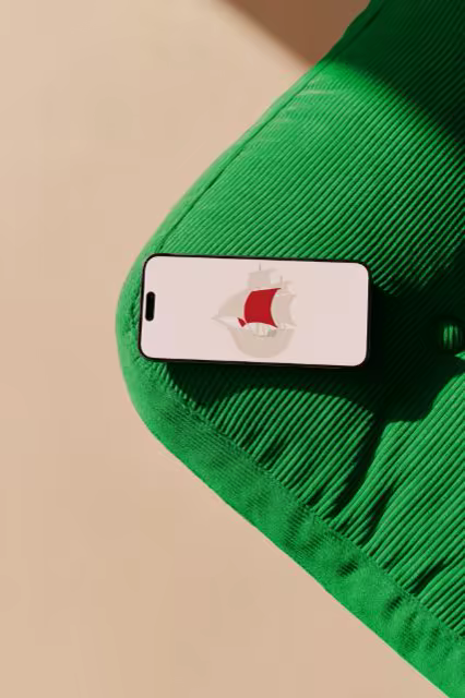 Phone Mockup on a Bright Green Corduroy Cushion
