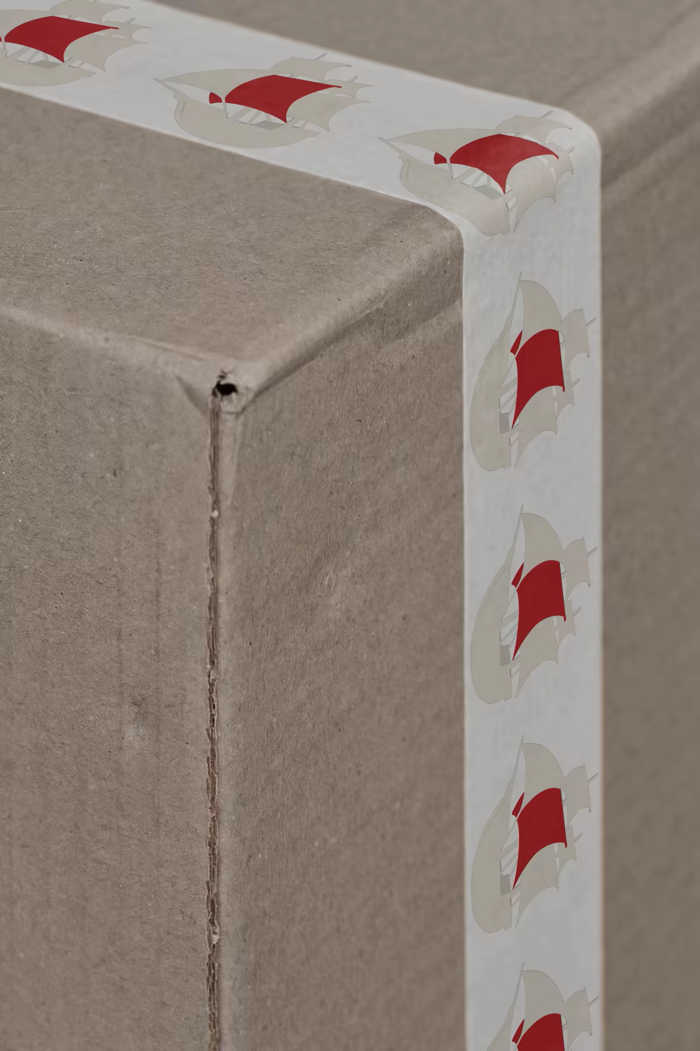 Packing Tape Mockup Wrapping a Kraft Box Edge