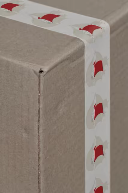 Packing Tape Mockup Wrapping a Kraft Box Edge