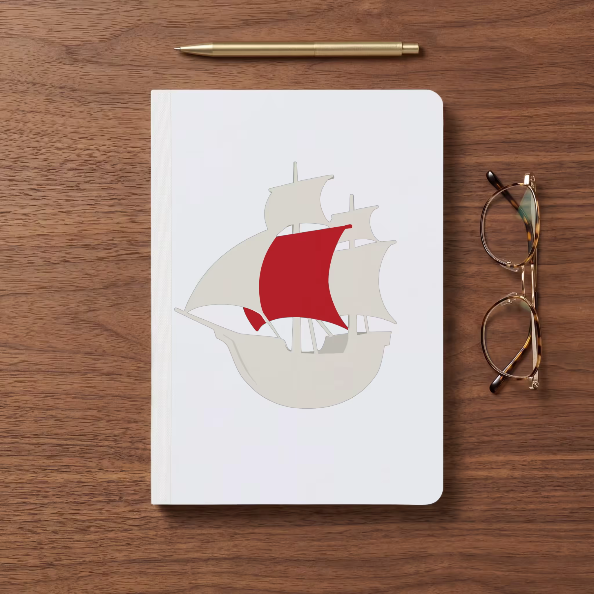 Softcover Notebook Mockup on a Walnut Desk