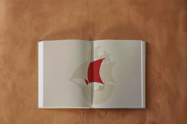 Open Hardcover Book Mockup on Tan Suede