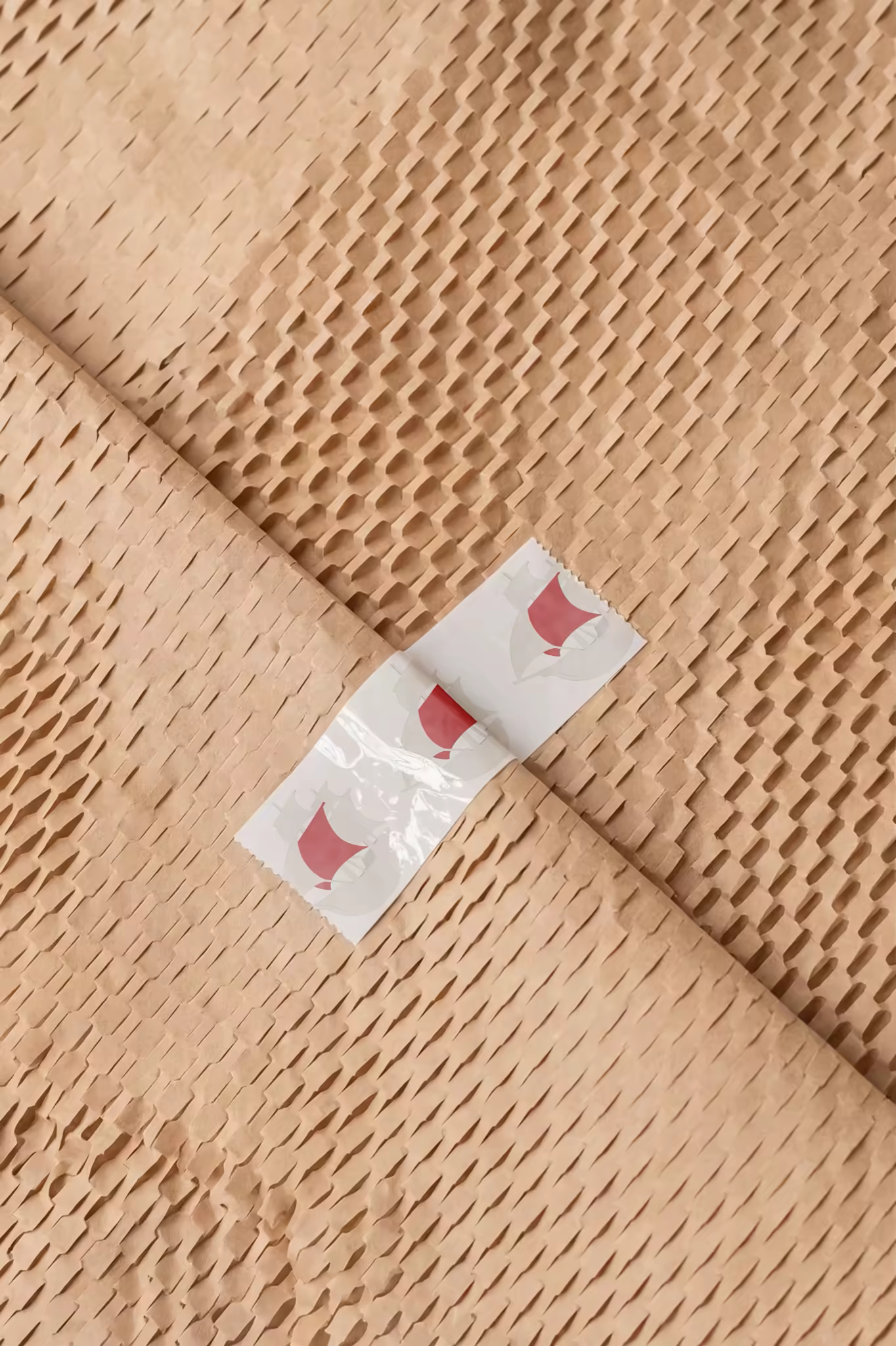 Packing Tape Mockup on Honeycomb Kraft Wrap