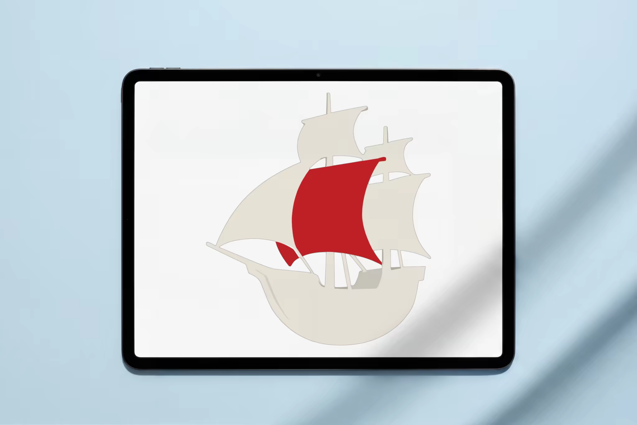 Tablet Mockup on Pale Blue With a Soft Shadow