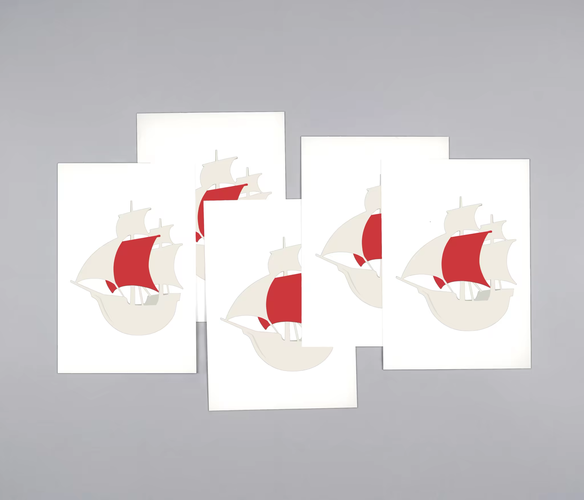 Postcard Set Mockup Fanned on a Gray Surface