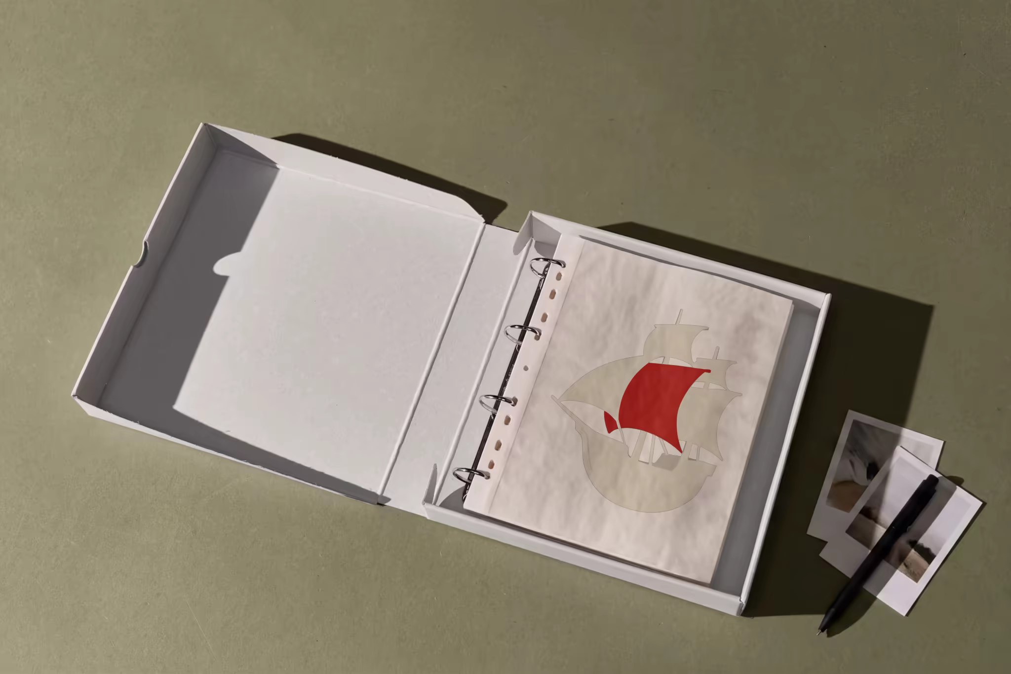 Ring Binder Mockup in a White Presentation Box