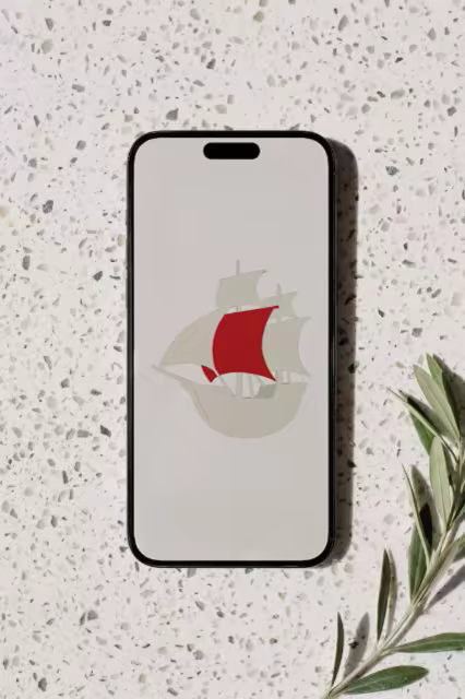 Phone Mockup on Terrazzo With an Olive Branch