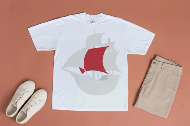 White T-Shirt Mockup Flat Lay With Sneakers