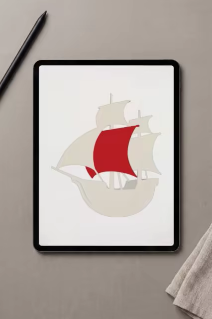 Tablet Mockup on a Taupe Desk With a Stylus
