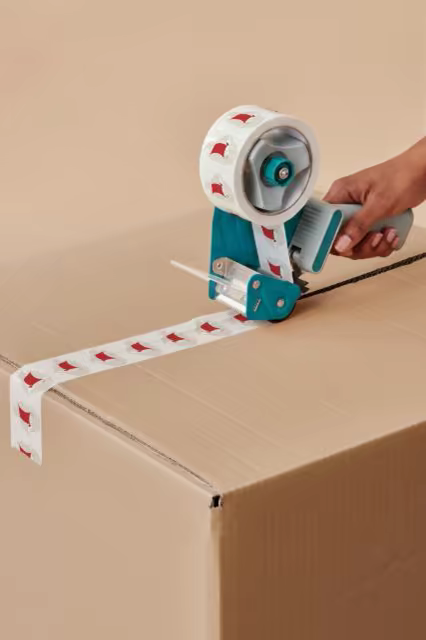 Packing Tape Mockup Sealing a Kraft Box
