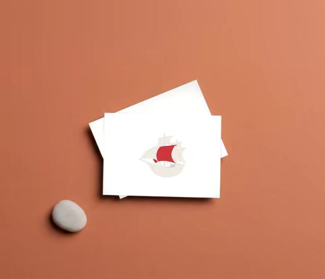 Note Card Mockup on Terracotta With a Pebble
